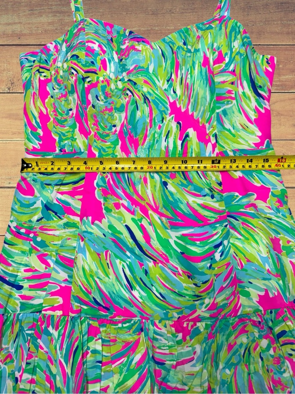 Lilly Pulitzer Morgana Shady Lady Tiered Ruffle Pink & Green Dress Size 14 NWT - Picture 6 of 16
